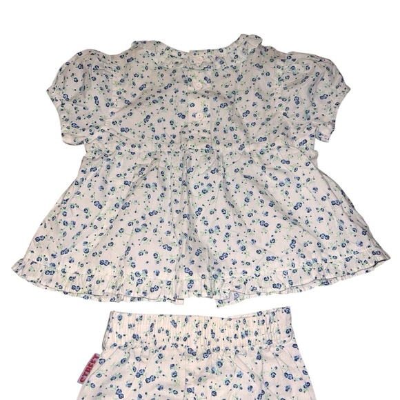 NWOT Vintage Sesame Street White Cotton Eyelet Lace Blue Floral Set 24 month - Picture 3 of 10